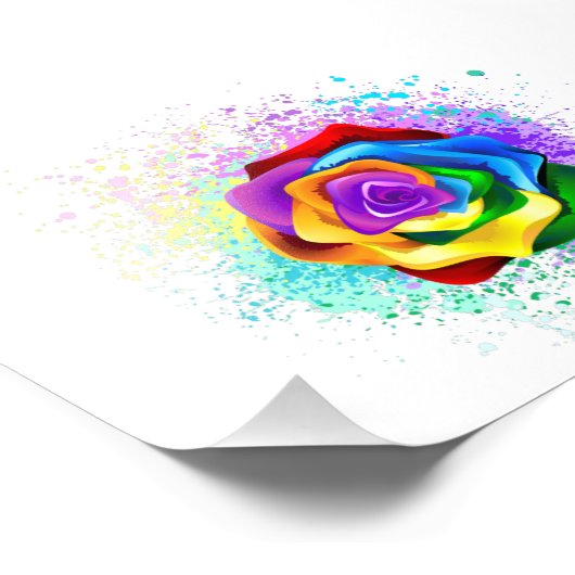 Impression Photo Rose arc-en-ciel coloré (Coin)