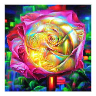 Impression Photo Rose arc-en-ciel psychédélique