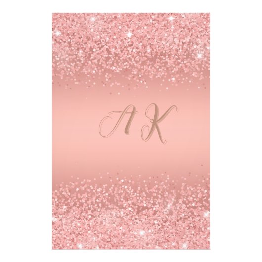 Impression Photo Rose Gold Luxe Élégant Monogramme à Paillettes (Devant)