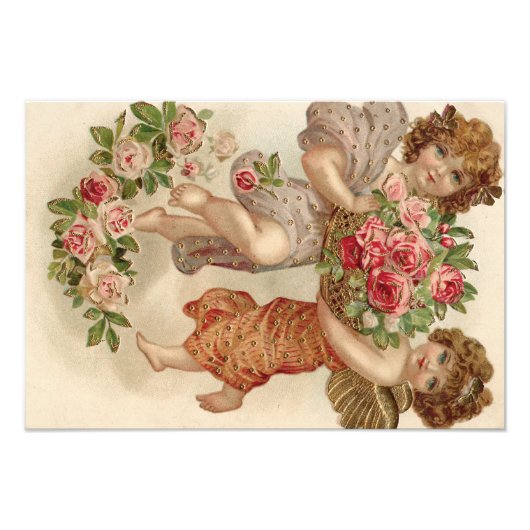 Impression Photo Rose Rose de panier mignon Cherub Angel (Devant)