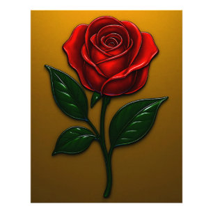 Impression Photo Rose rouge métallique