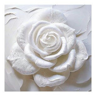 Impression Photo Rose Sculptée - Blanc sur Blanc