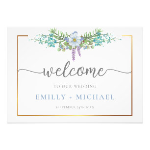 Impression Photo Roses Fleur sauvage bleu et Mariage or