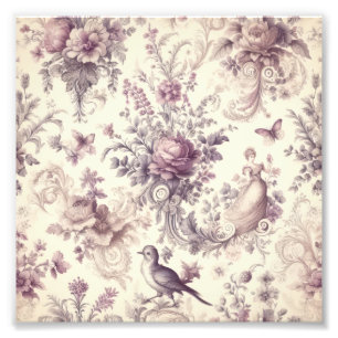 Impression Photo Roses Français Romantiques Oiseaux Découpage