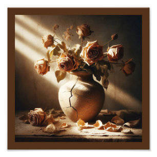 Impression Photo Roses morts Dans le vase style vintage encore vie