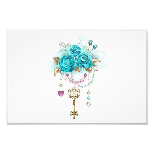 Impression Photo Roses turquoise avec touches (Devant)