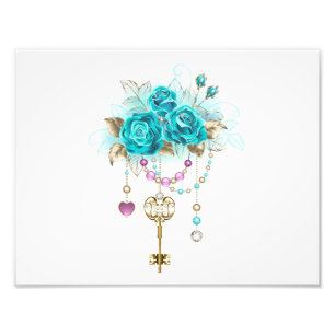 Impression Photo Roses turquoise avec touches