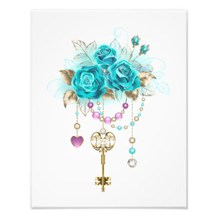 Impression Photo Roses turquoise avec touches