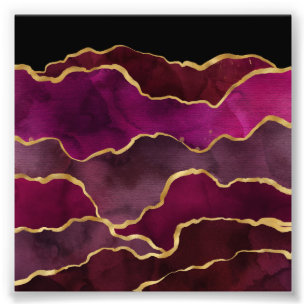 Impression Photo Rouge vin de Bourgogne Motif abstrait aquarelle