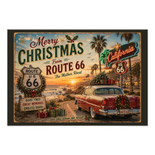 Impression Photo Route 66 décoration de Noël pour la Californie