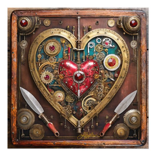 Impression Photo Rubies Et Couteaux Coeur Steampunk Series (Devant)