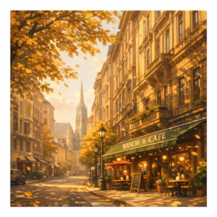 Impression Photo Rue Automnale de Librairie & Café Cozy Européenne