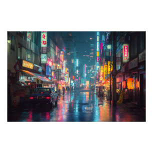 Impression Photo Ruelle néon de Tokyo sous la pluie