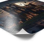 Impression Photo Ruines de l'abbaye de Whitby à la nuit avec chauve (Coin)