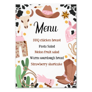 Impression Photo Rustic Rose Premier Rodéo Anniversaire Menu Signe