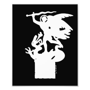 Impression Photo Saint Michael et Dragon (en blanc)
