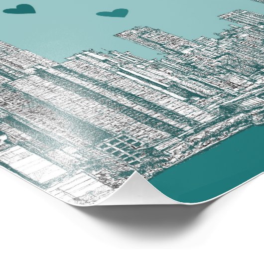 Impression Photo Saint-Valentin bleu-vert (Coin)