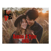 Impression Photo Saint Valentin personnalisé | Red & Black LOVE (Devant)