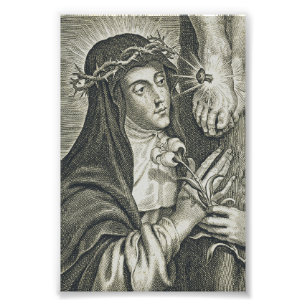 Impression Photo Sainte Catherine de Sienne Crucifixion Art Noir Fo