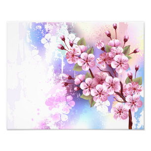 Impression Photo Sakura rose sur la peinture Arrière - plan