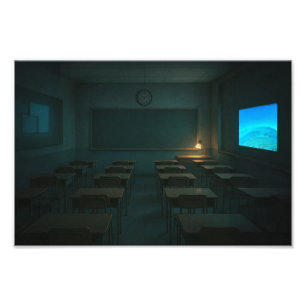 Impression Photo Salle de classe vide avec lueur de projecteur - Dr