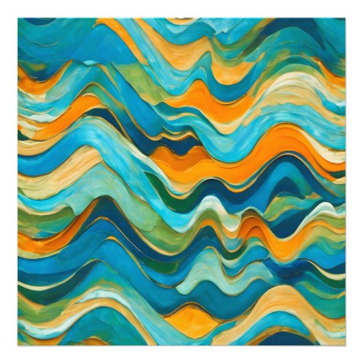 Impression Photo "Sanlúcar" Vagues bleu vert orange (Devant)