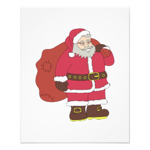 Impression Photo Santa Claus en rouge avec sac cadeau et lunettes