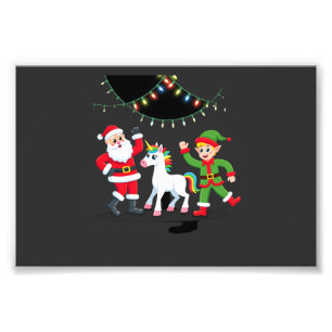 Impression Photo Santa Elfe Licorne qui Dabbing Noël Enfants Garçon