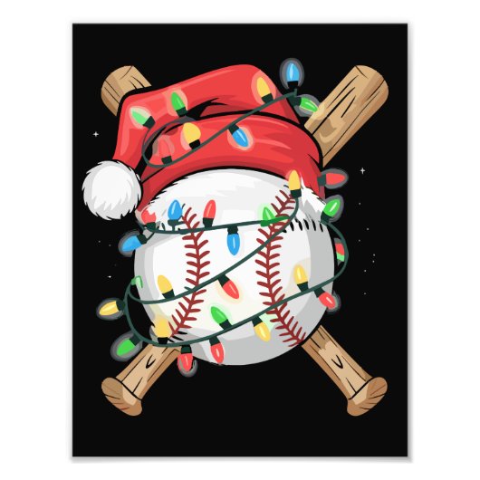 Impression Photo Santa Sports Christmas Baseball Player  (Devant)