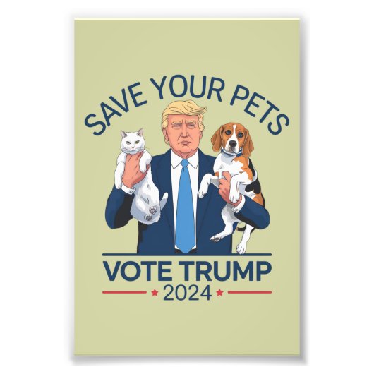 Impression Photo Save Your Pets Vote for Trump US Election Citation (Devant)