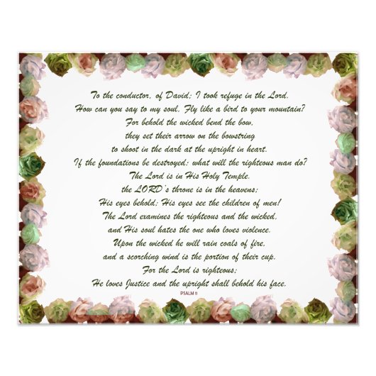 Impression Photo Scripture, Psaume 11, Green Gray Roses (Devant)