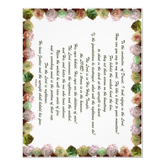 Impression Photo Scripture, Psaume 11, Green Gray Roses (Devant)