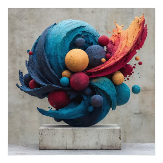 Impression Photo Sculpture de couleur explosive de sphère fissurée (Devant)
