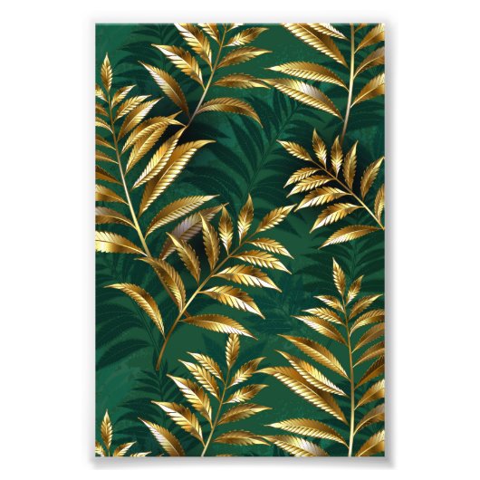 Impression Photo Seamless pattern with golden ferns (Devant)