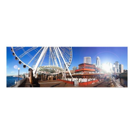Impression Photo Seattle WA | Sunny Pier & Big Wheel | 36 x 12 (Devant)