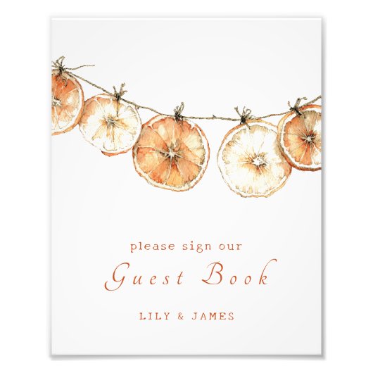 Impression Photo Séché Orange Garland Mariage Livre d'or (Devant)