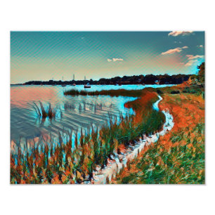 Impression Photo Sentier côtier de l'océan au coucher du soleil