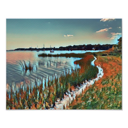 Impression Photo Sentier côtier de l'océan au coucher du soleil (Devant)
