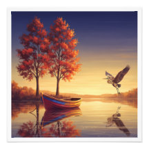 Serene Autumn Lake Wall Art - Nature Inspiré