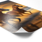 Impression Photo Sérénité au coucher du soleil avec paire de chevau (Coin)