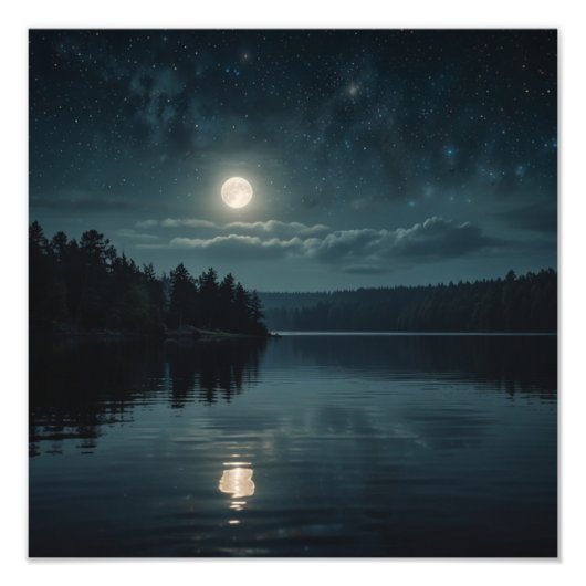 Impression Photo Sérénité du lac au clair de lune (Devant)