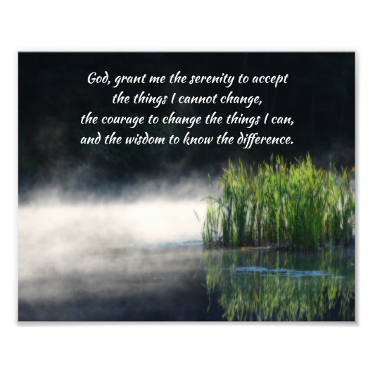 Impression Photo Serenity Prayer Cattails Dans Mist Inspiration (Devant)