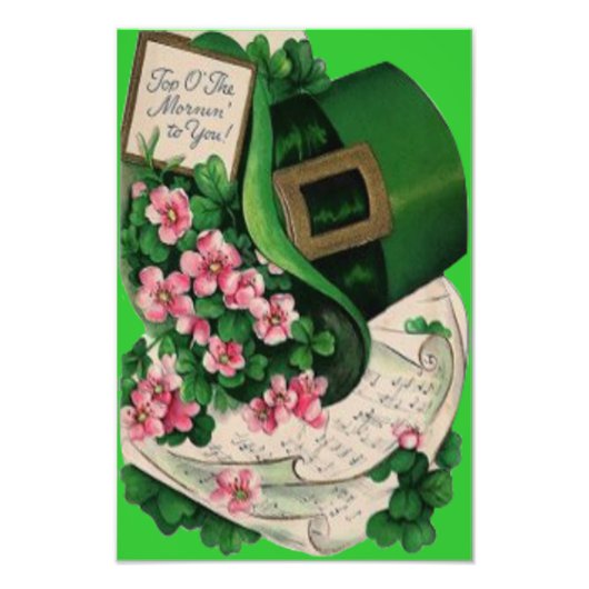 Impression Photo Shamrock Fleur Leprechaun Casquette Partition Musi (Devant)