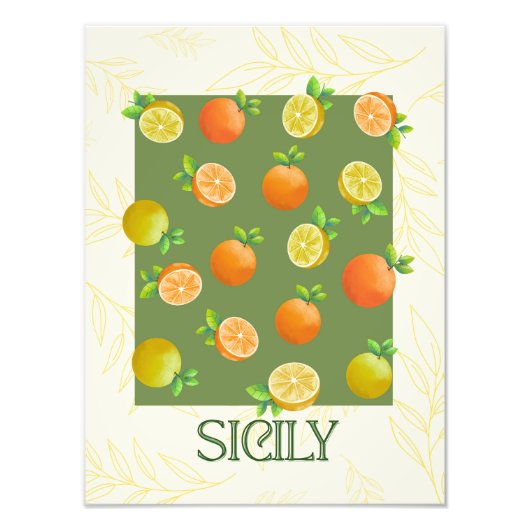 Impression Photo Sicile Citrus Wall Art Italien Orange & Lemon (Devant)