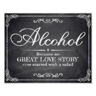 Impression Photo signalisation mariage - tableau noir - Alocohol -