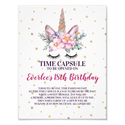 Impression Photo Signe de la capsule du premier anniversaire | Face (Devant)