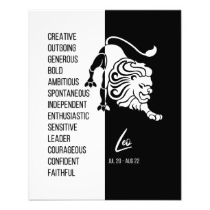 Impression Photo Signe du zodiaque Lion, Affiche Noir et Blanc