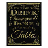 Impression Photo signe mariage de danse dorée et noire (Devant)