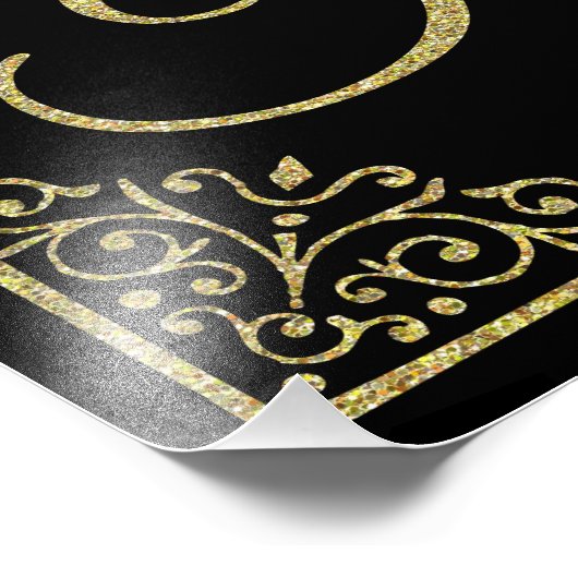 Impression Photo signe mariage de danse dorée et noire (Coin)