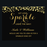 Impression Photo Signe mariage d'envoi Gold & Black sparkler<br><div class="desc">Signe mariage d'envoi Gold & Black sparkler</div>